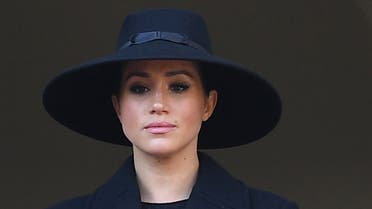 (FILES) In this file photo taken on November 10, 2019 Britain's Meghan, Duchess of Sussex looks on from a balcony as she attends the Remembrance Sunday ceremony at the Cenotaph on Whitehall in central London, on November 10, 2019. Meghan Markle has revealed she suffered a miscarriage in July this year, writing in the New York Times on November 25, 2020 of the deep grief and loss she endured with her husband Prince Harry.
