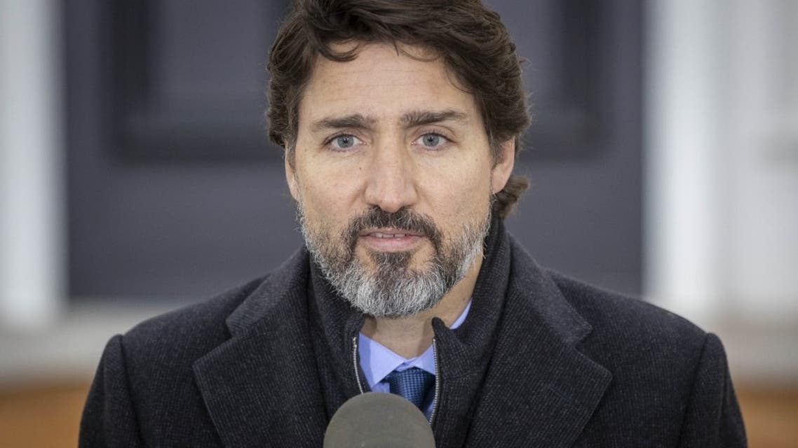 Canadian Prime Minister Justin Trudeau speaks during a Covid-19 pandemic briefing from Rideau Cottage in Ottawa on November 20, 2020. (AFP)