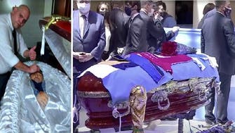 صور لجثمان مارادونا مسجّى بالتابوت وفيديو من الجو لدفنه