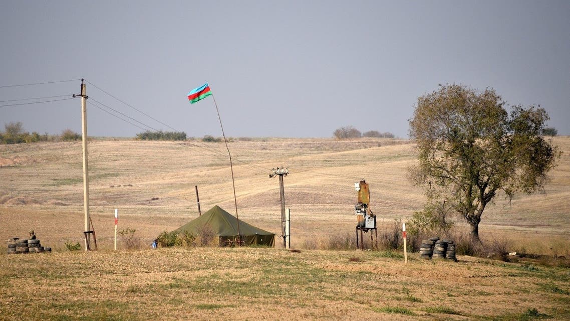 A tent of Azerbaijani army is pictured at a checkpoint outside the village of Berdashen on November 27, 2020. (Karen Minasyan/AFP)