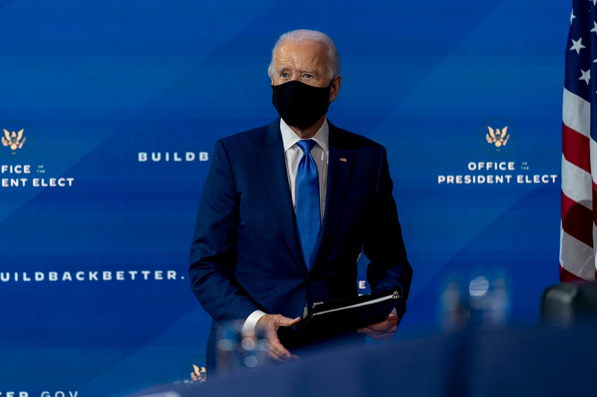 US President-elect Joe Biden departs a news conference after introducing his nominees and appointees to economic policy posts, Dec. 1, 2020. (AP)