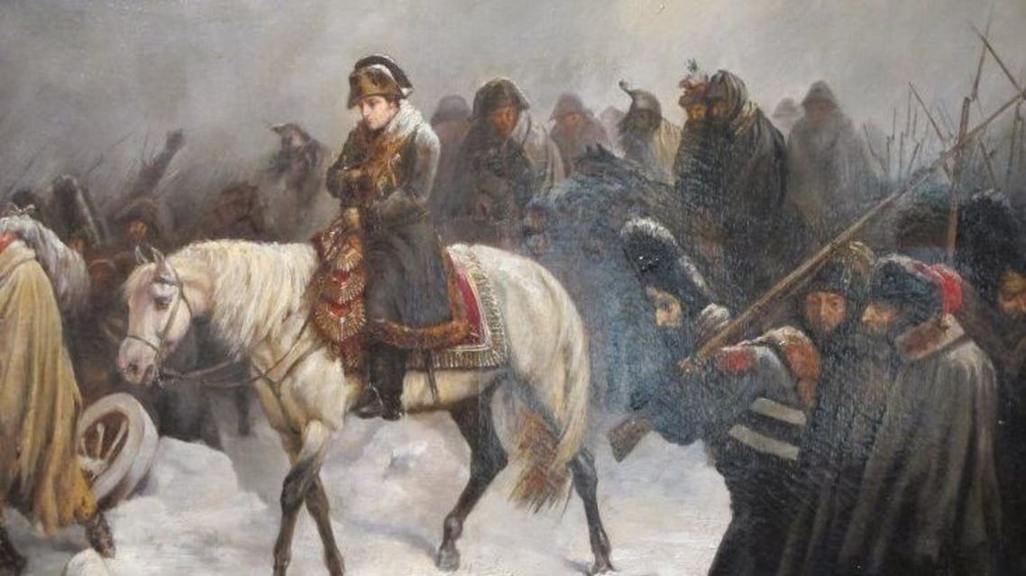 نابليون أثناء مغادرته لروسيا مهزوما