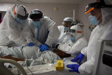 Dr. Joseph Varon, 58, the chief medical officer at United Memorial Medical Center (UMMC), and a team of healthcare workers perform CPR on a COVID-19 patient at UMMC, during the coronavirus disease (COVID-19) outbreak, in Houston, Texas. (Reuters)