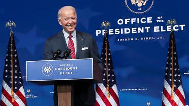 US President-elect Joe Biden speaks about US economy at his transition headquarters in Wilmington, Delaware. (Reuters)