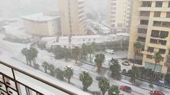 Beirut experiences a historical hailstorm, leaving a white blanket for hours