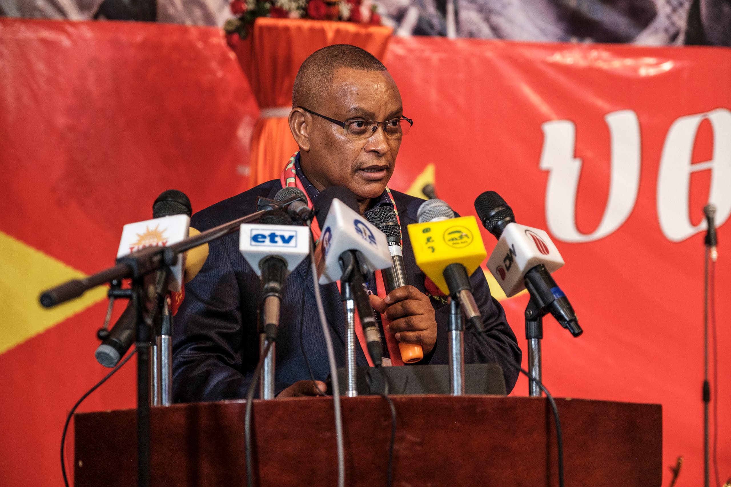 Debretsion Gebremichael, Chairman of the Tigray People's Liberation Front (TPLF) addresses the public during the TPLF First Emergency General Congress in the city of Mekelle, Ethiopia. (File photo)