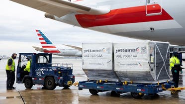 An American Airlines cargo plane is unloaded at Philadelphia International Airport in Philadelphia, Pennsylvania, US, December 4, 2020. (Reuters/Rachel Wisniewski)