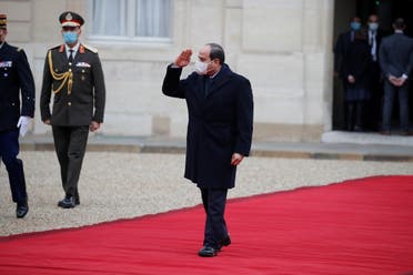 Egyptian President Abdel Fattah al-Sisi is received by a military ceremony in Paris, France, December 7, 2020.