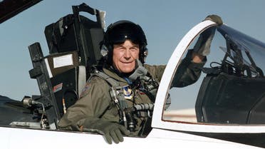 1995 at Edwards Air Force Base in California shows Brig. Gen. Charles E. 'Chuck' Yeager in the cockpit of an F-15. (AFP)