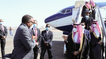 Saudi FM Prince Faisal bin Farhan arrives in the Sudanese capital Khartoum. (Via @KSAMOFA Twitter)