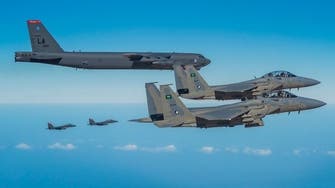 Saudi Royal Air Force fighter jets escort B-52H bombers across Kingdom airspace