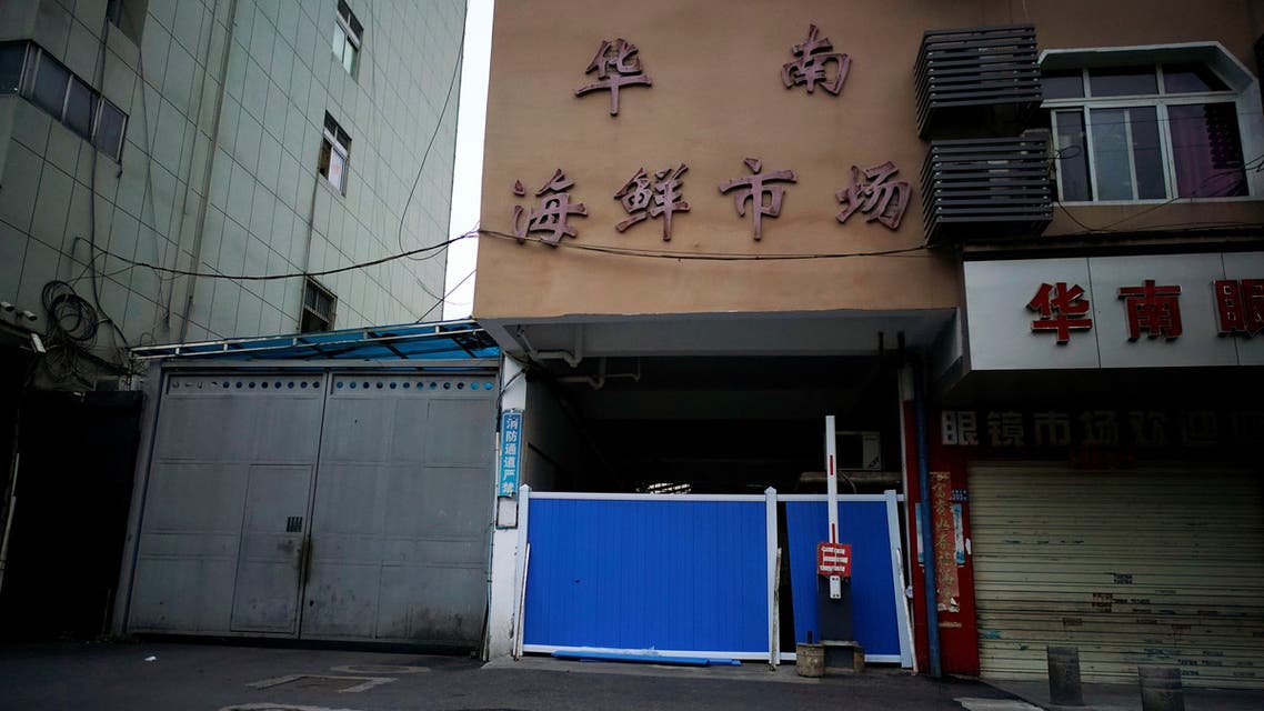  A blocked entrance to Huanan seafood market, where the coronavirus that can cause COVID-19 is believed to have first surfaced, is seen in Wuhan, Hubei province, China March 30, 2020. Picture taken March 30, 2020. (Reuters)