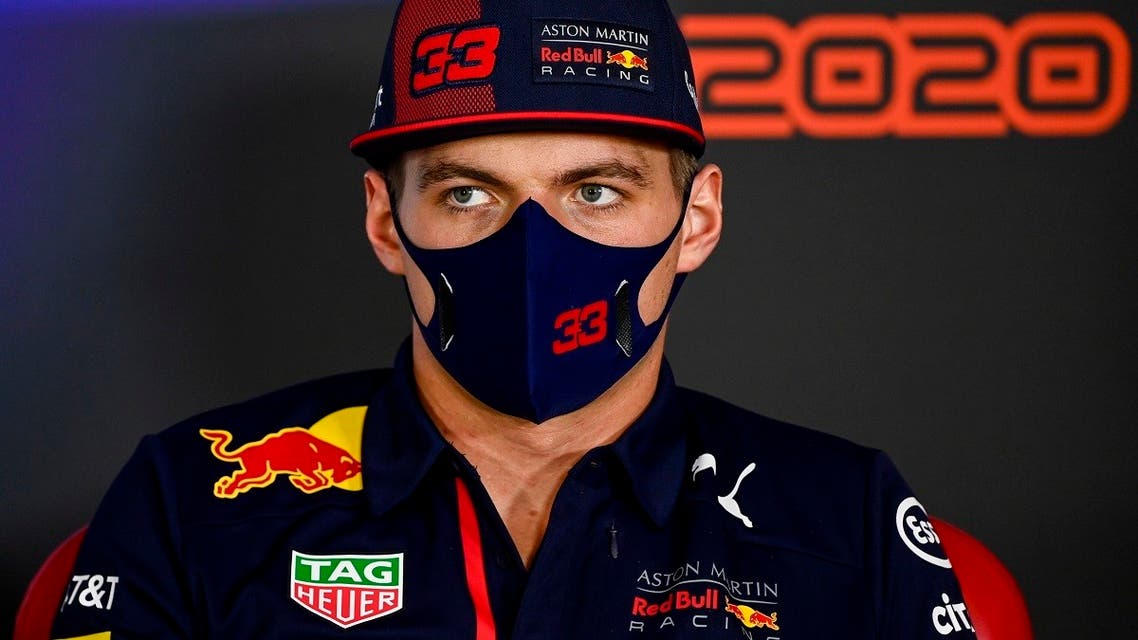 Red Bull driver Max Verstappen of the Netherlands attends the press conference ahead of the Abu Dhabi Grand Prix on December 10, 2020, in Abu Dhabi, UAE. (AP)