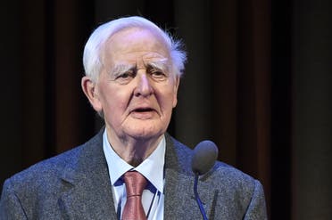 British author John le Carre (David John Moore Cornwell) speaks at the ceremony where he is awarded the Olof Palme Award 2019, January 30, 2020. (AFP)
