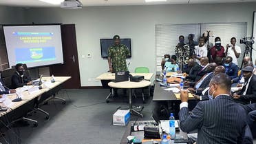 Brigadier General Ahmed Taiwo, who heads the army's 81st Division in Lagos, speaks during a judicial panel investigating claims that Nigerian soldiers shot dead peaceful protesters in Lagos, Nigeria November 21, 2020. (Reuters)