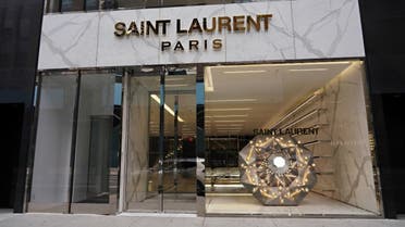 A Saint Laurent boutique after all merchandise is removed from view amid the coronavirus pandemic on April 05, 2020 in New York City. (Cindy Ord/Getty Images/AFP Cindy Ord/Getty Images North America/Getty Images via AFP)
