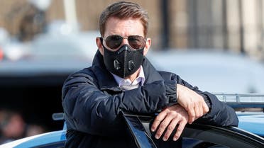 Actor Tom Cruise is seen on the set of “Mission: Impossible 7” while filming in Rome, Italy. (Reuters)