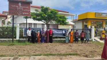 A protest in front of the Poonagary DS office, Sri Lanka, against forced cremation and in favor of minority rights. (Supplied)