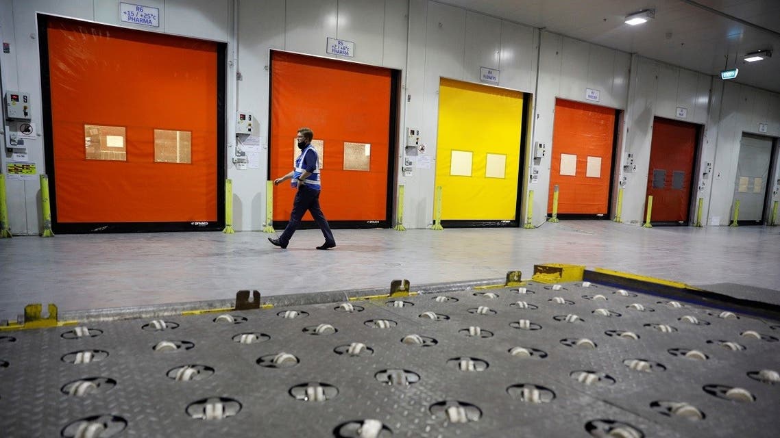 A view of modular cold storage rooms which can be temperature controlled to store the coronavirus disease (COVID-19) vaccines at dnata's cool chain facility in Singapore, on December 17, 2020. (Reuters)