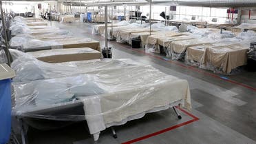 Back-up hospital beds are seen in the parking garage at the Renown Regional Medical Center. (Reuters)