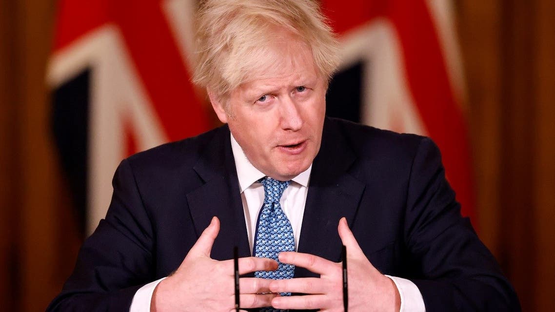 Britain's Prime Minister Boris Johnson speaks during a virtual news conference. (Reuters)