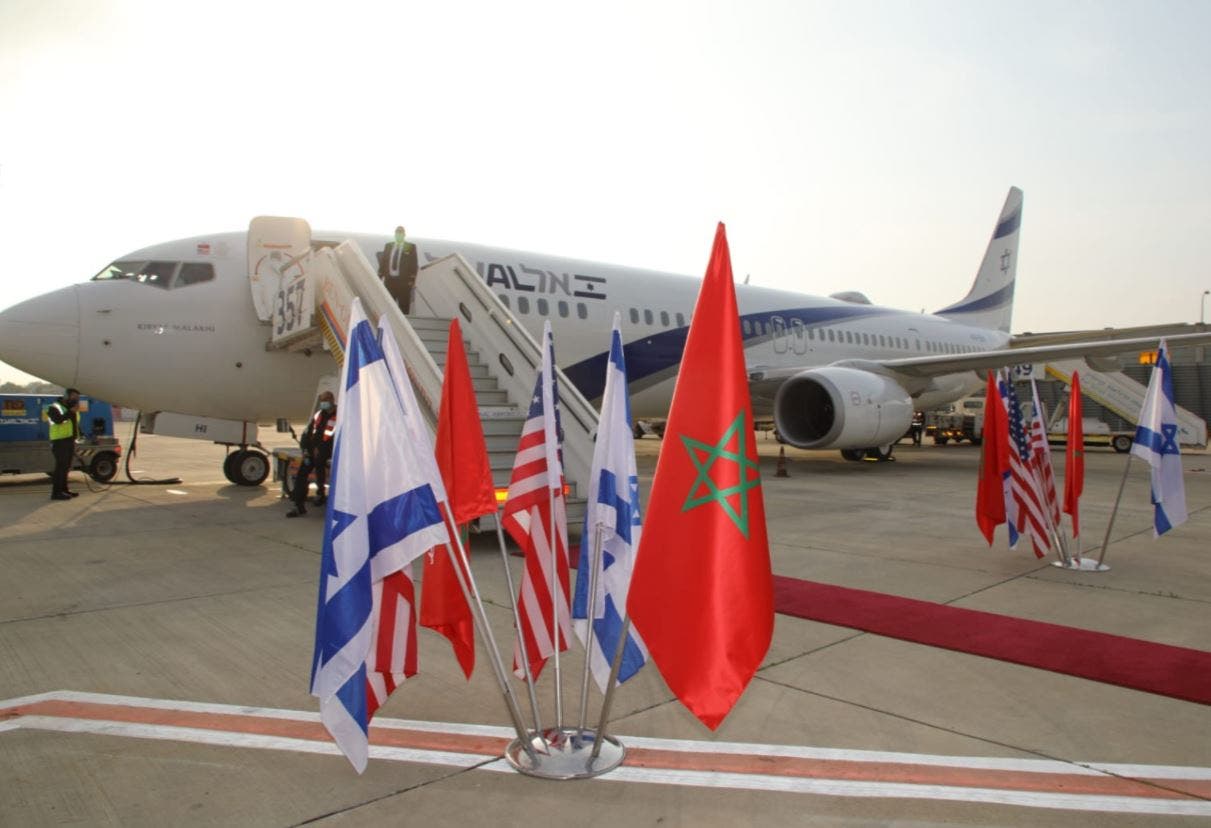 An Israel flight at the Ben Gurion International Airport ahead of its trip to Morocco's Rabat. (Twitter)