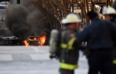 A vehicle burns near the site of an explosion in the area of Second and Commerce in Nashville. (File photo: Reuters)