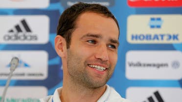 Russia’s former football captain Roman Shirokov at a news conference. (File photo: Reuters)