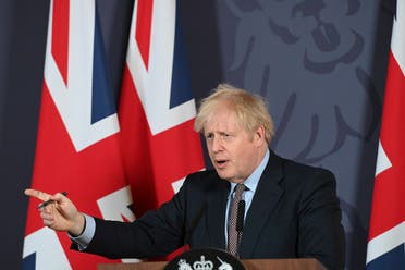 British Prime Minister Boris Johnson holds a news conference in Downing Street on the outcome of the Brexit negotiations, in London, Britain, on December 24, 2020. (Reuters)