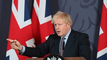 British Prime Minister Boris Johnson holds a news conference in Downing Street on the outcome of the Brexit negotiations, in London, Britain December 24, 2020. (Reuters)