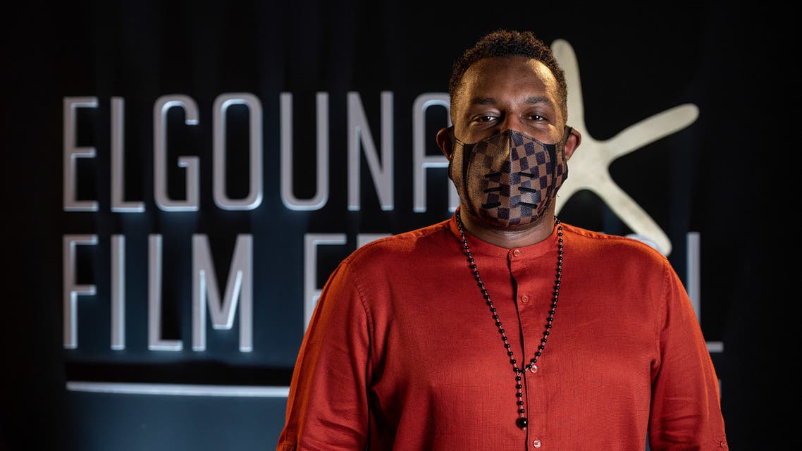 Sudanese director Amjad Abu Alala arrives at the El Gouna Film Festival in Egypt on October 28, 2020. (AFP)