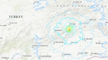 Screengrab of the 5.3-magnitude earthquake that hit Eastern Turkey. (USGS)