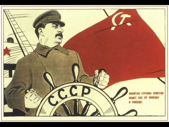 Stalin's propaganda image driving the country