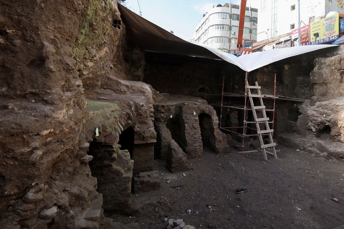 Ruins of a Roman archaeological site discovered during works to install a water drainage system, are seen in downtown Amman, Jordan, on December 27, 2020. (Reuters)