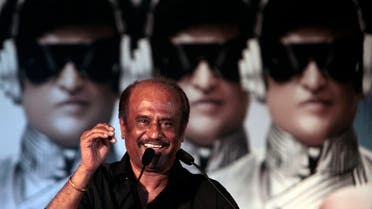 Indian movie superstar Rajnikant speaks during audio release of the film Robot in Mumbai, India. (File photo: AP)