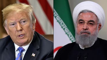 This combination of pictures shows US President Donald Trump at the White House in Washington, DC, and a handout picture provided by the Iranian presidency on shows President Hassan Rouhani in Tehran. (AFP)