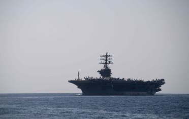 The aircraft carrier USS Nimitz transits the Strait of Hormuz on September 18, 2020. (File photo: AFP)