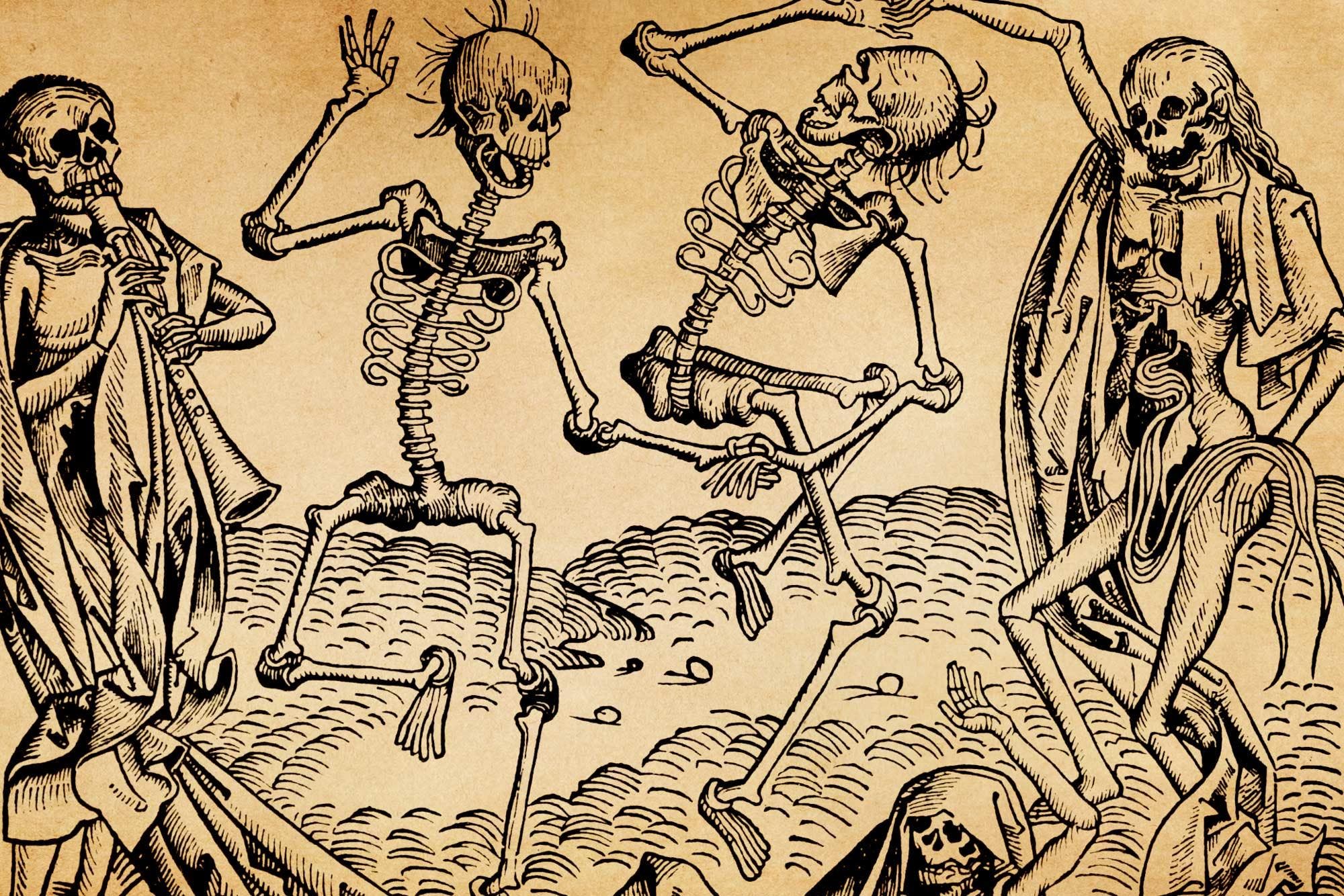 لوحة بعنوان رقصة الموت اقتبست من انتشار الطاعون الأسود بالقرن الرابع عشر
