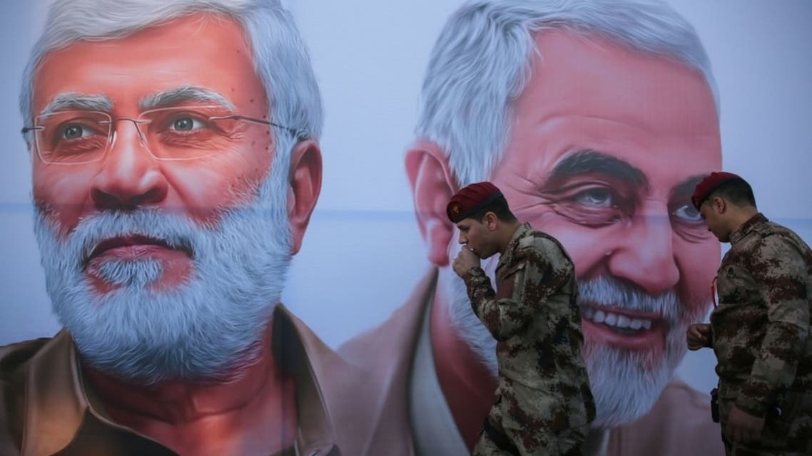 موالو الحشد الشعبي في تظاهرة لإحياء ذكرى سليماني في بغداد 3 يناير 2021