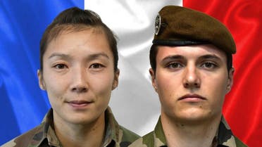 A combination released on January 3, 2021 by the press office of the French army (Sirpa) shows sergeant Yvonne Huynh (L) and Brigadier Loic Risser, the two French soldiers killed by an improvised explosive device in northeastern Mali on January 3, 2021. (AFP)