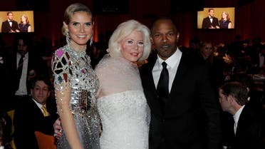 Model Heidi Klum, Ms. Tanya Roberts and singer Jamie Foxx attend the 19th Annual Elton John AIDS Foundation Academy Awards Viewing Party at the Pacific Design Center on February 27, 2011 in West Hollywood, California. (AFP)