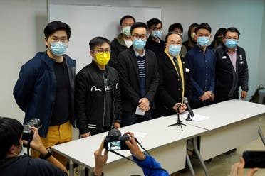 Party members of the pro-democracy camp attend a news conference after over 50 Hong Kong activists were arrested under the national security law in Hong Kong, China, on January 6, 2021. (Reuters)