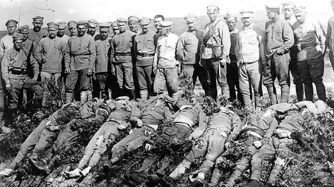 صورة لإحدى عمليات الإعدام التي قادها الجيش الأحمر بالحرب الأهلية
