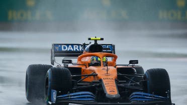 Mclaren driver Lando Norris of Britain steers his car during the qualifying session at the Istanbul Park circuit racetrack in Istanbul, Saturday, Nov. 14, 2020. Racing Point driver Lance Stroll of Canada won the pole position, Red Bull driver Max Verstappen of the Netherlands won second place and Racing Point driver Sergio Perez of Mexico won third for the Formula One Turkish Grand Prix that will take place on Sunday. (AP Photo/Kenan Asyali, Pool)
