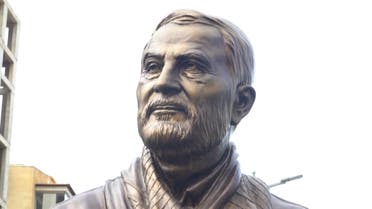 Newly unveiled statue of Soleimani in the southern suburbs of Beirut