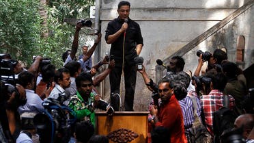 Actor and film-maker Kamal Haasan speaks with the media at his office premises in the southern Indian city of Chennai . (File photo: Reuters)