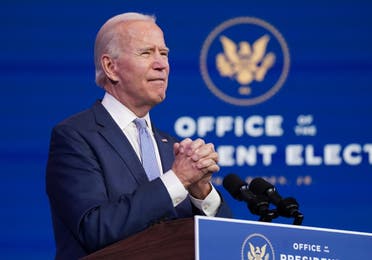 U.S. President-elect Joe Biden addresses the protests taking place in and around the U.S. Capitol in Washington as the U.S. Congress held a joint session to certify the 2020 election results, at a news conference at his transition headquarters in Wilmington, Delaware on January 6, 2021. (Reuters)