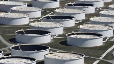 Crude oil storage tanks are seen from above at the Cushing oil hub, appearing to run out of space to contain a historic supply glut that has hammered prices, in Cushing, Oklahoma, in US. (Reuters)