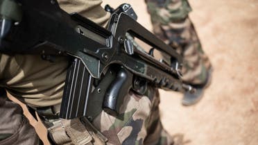 A French soldier carries a Famas French rifle during a training session for FACA (Central African armed forces) recruits at the Camp Leclerc base in Bouar. (AFP)