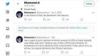 Twitter removes tweet by Iran’s Khamenei on US, British COVID-19 vaccines